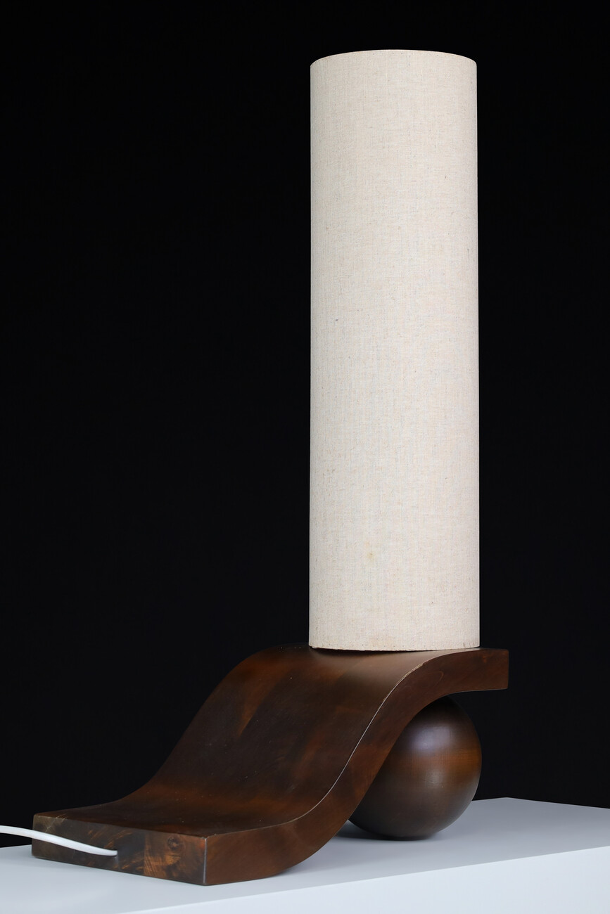 Mid century modern Vladimír Nývlt Solid Wood Table Lamp, Praque 1970s Late-20th century