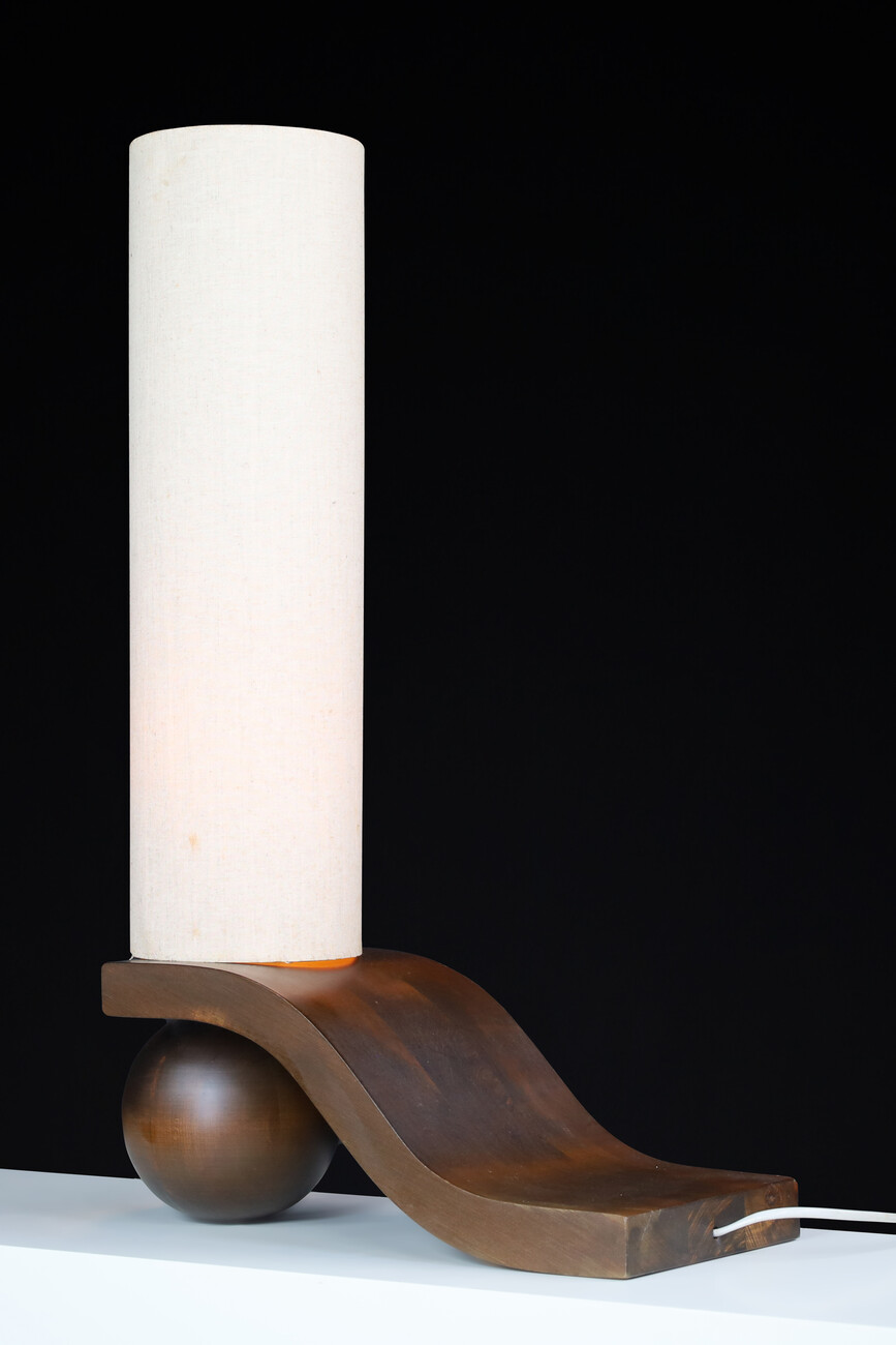 Mid century modern Vladimír Nývlt Solid Wood Table Lamp, Praque 1970s Late-20th century