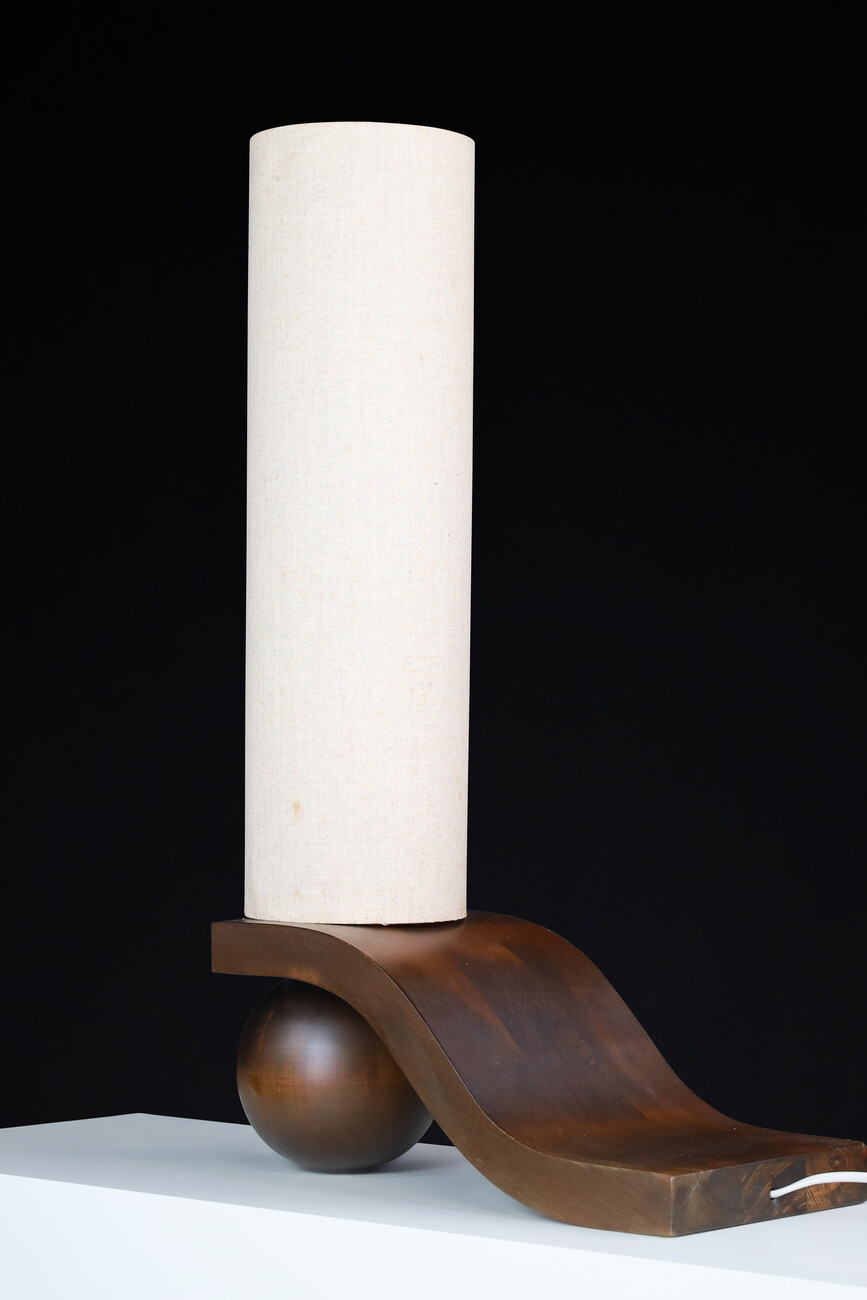 Mid century modern Vladimír Nývlt Solid Wood Table Lamp, Praque 1970s Late-20th century
