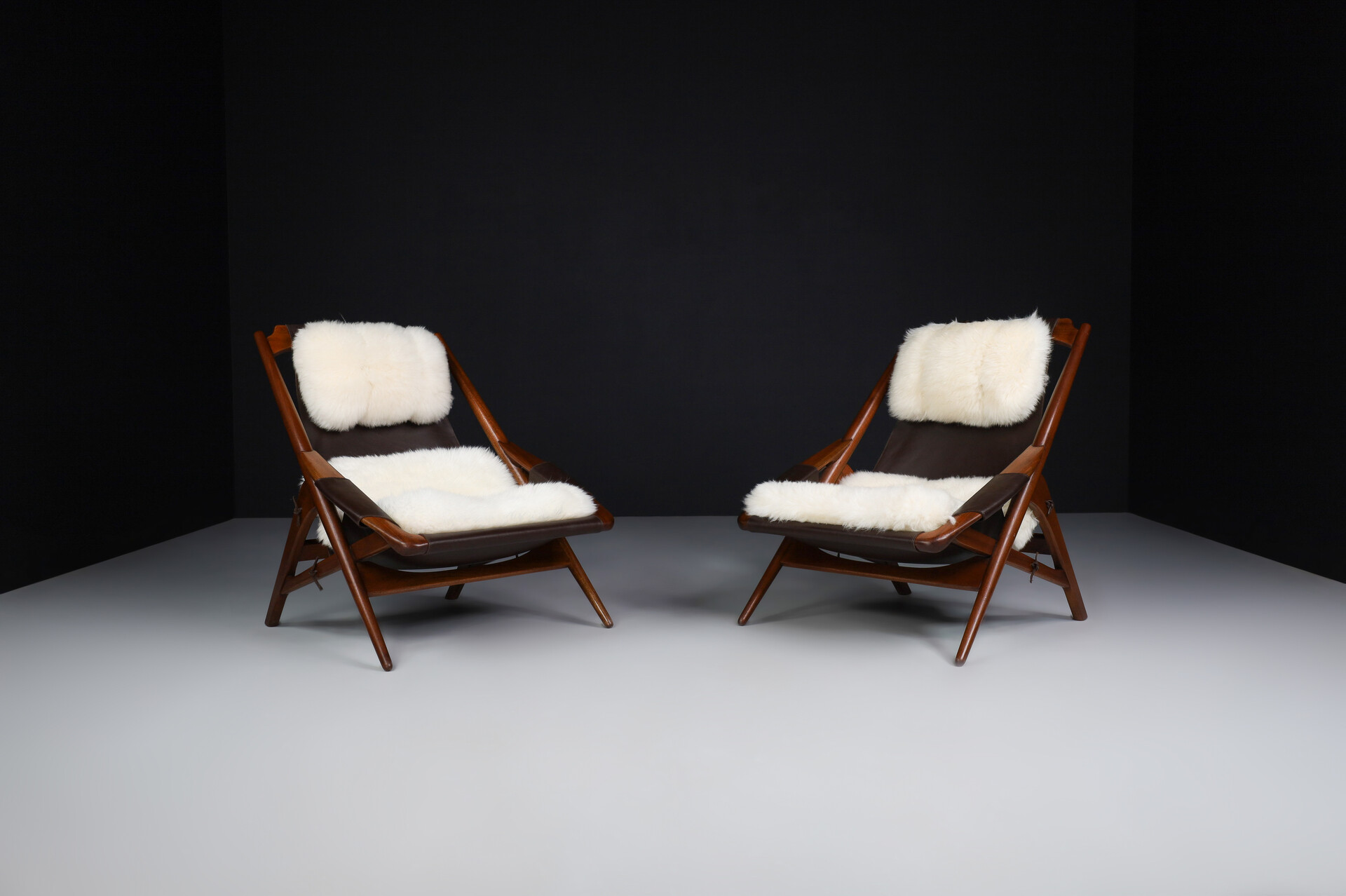 Mid century modern W.D. Andersag Lounge Chairs Teak and Leather, Italy 1959 Mid-20th century