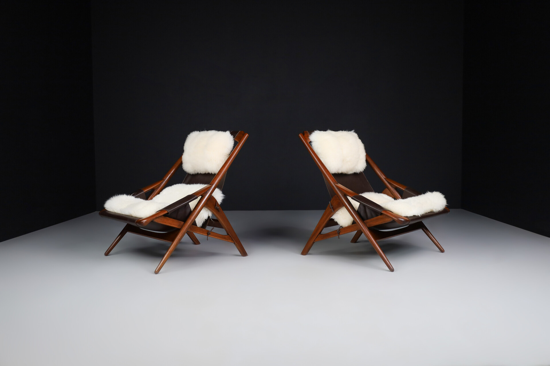 Mid century modern W.D. Andersag Lounge Chairs Teak and Leather, Italy 1959 Mid-20th century