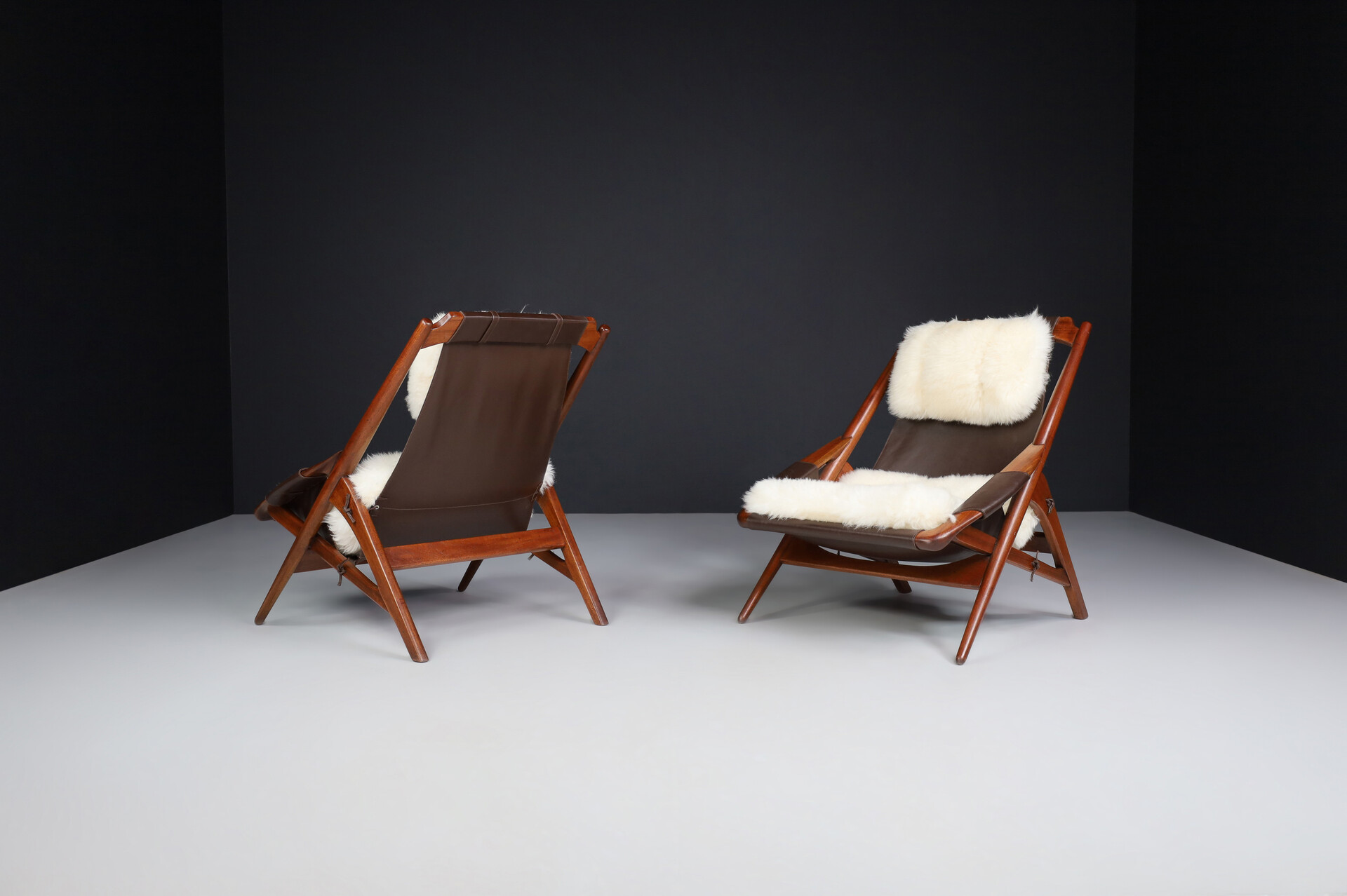 Mid century modern W.D. Andersag Lounge Chairs Teak and Leather, Italy 1959 Mid-20th century