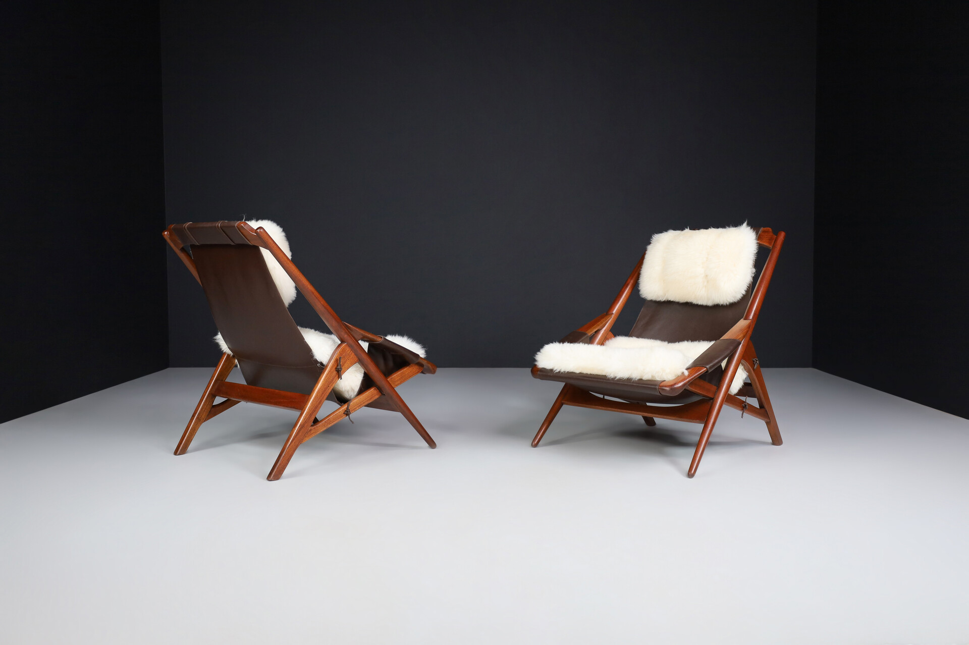 Mid century modern W.D. Andersag Lounge Chairs Teak and Leather, Italy 1959 Mid-20th century