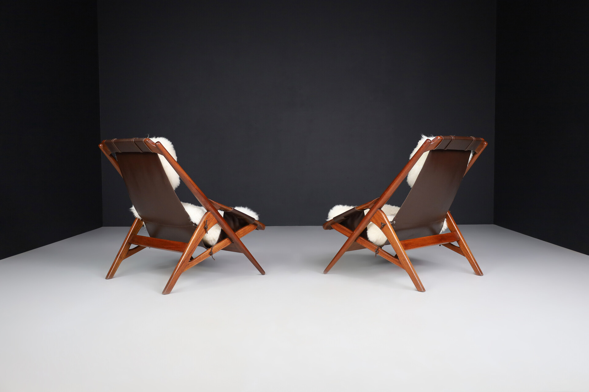Mid century modern W.D. Andersag Lounge Chairs Teak and Leather, Italy 1959 Mid-20th century