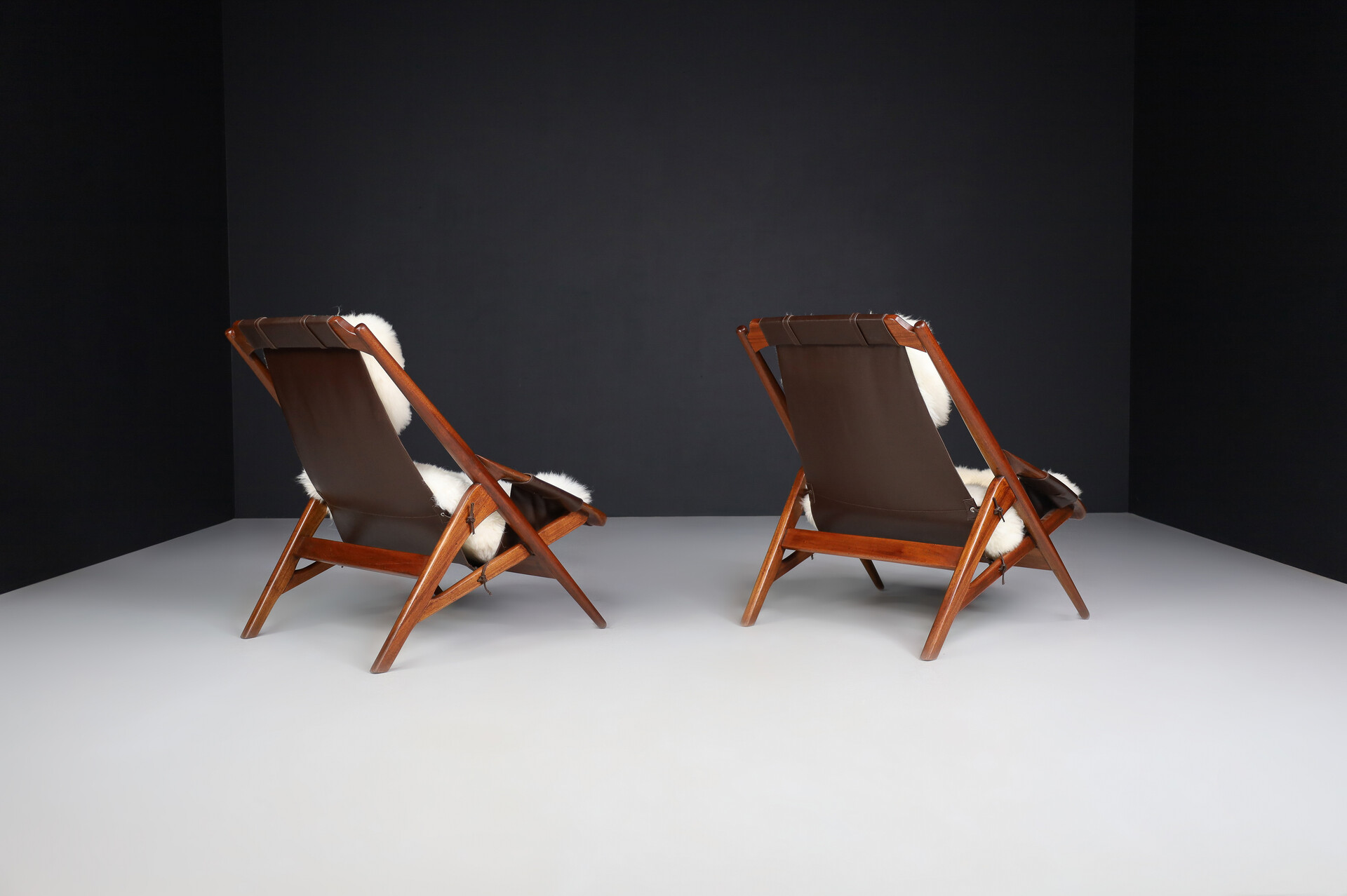 Mid century modern W.D. Andersag Lounge Chairs Teak and Leather, Italy 1959 Mid-20th century