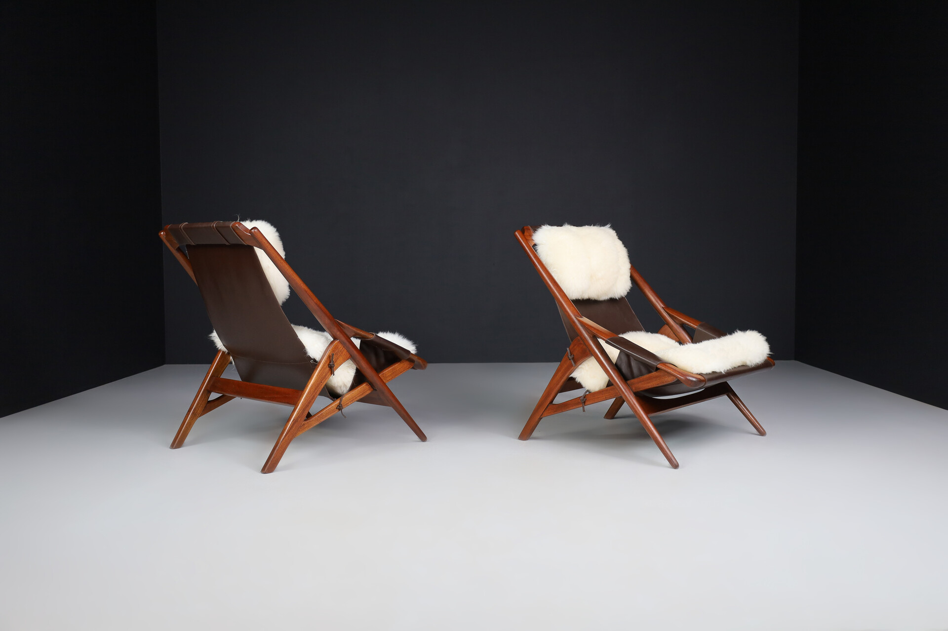 Mid century modern W.D. Andersag Lounge Chairs Teak and Leather, Italy 1959 Mid-20th century