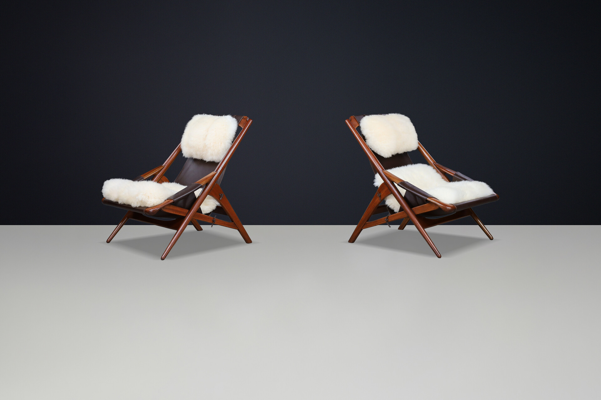 Mid century modern W.D. Andersag Lounge Chairs Teak and Leather, Italy 1959 Mid-20th century