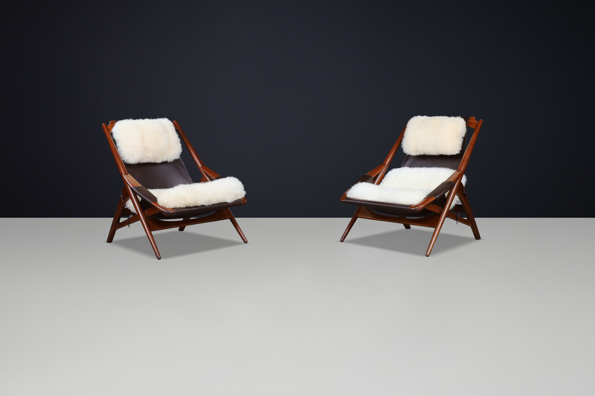 Mid century modern W.D. Andersag Lounge Chairs Teak and Leather, Italy 1959 Mid-20th century