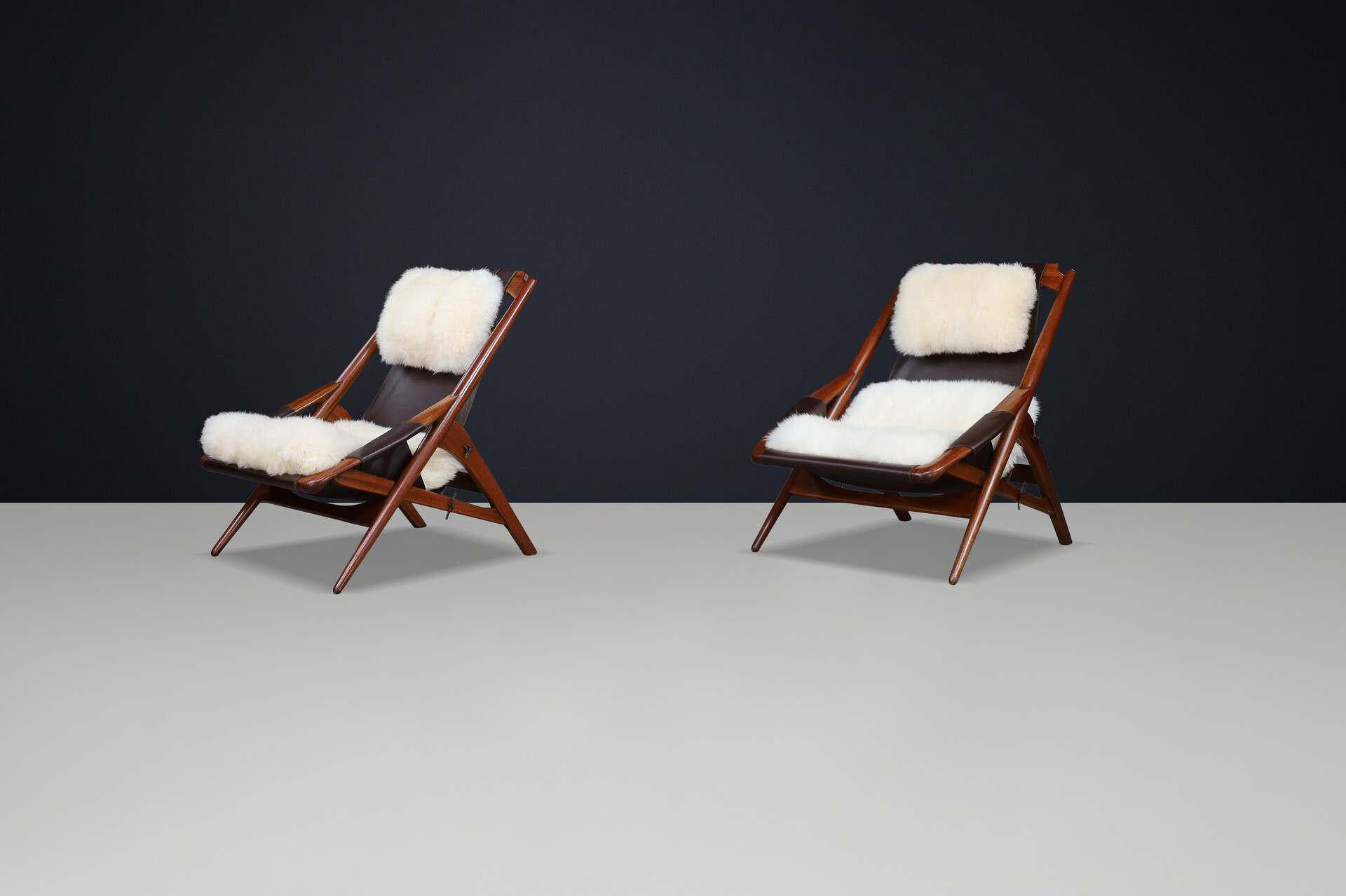 Mid century modern W.D. Andersag Lounge Chairs Teak and Leather, Italy 1959 Mid-20th century