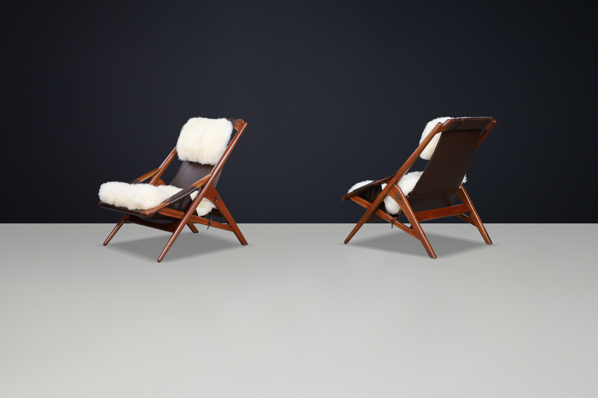 Mid century modern W.D. Andersag Lounge Chairs Teak and Leather, Italy 1959 Mid-20th century