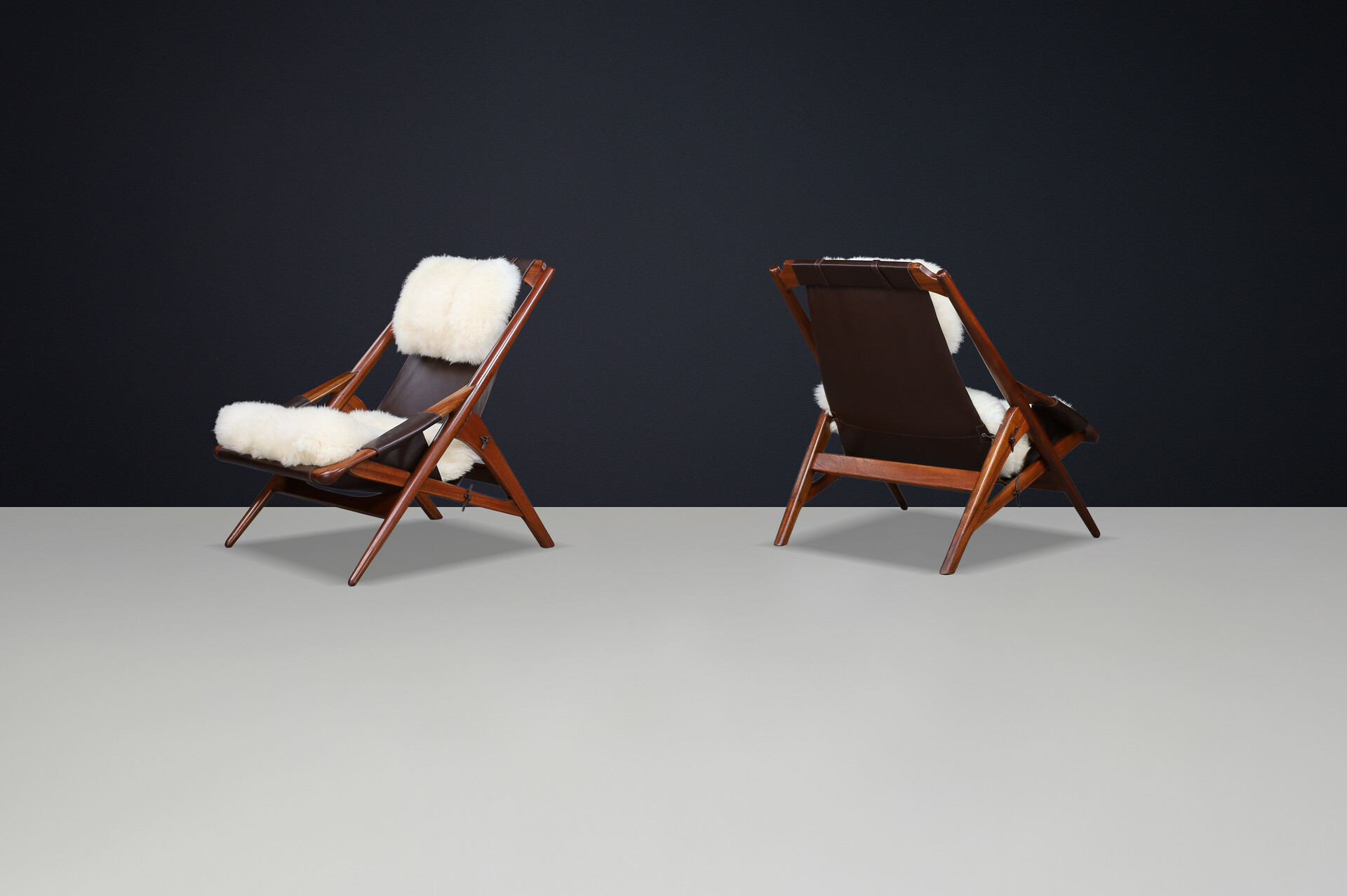 Mid century modern W.D. Andersag Lounge Chairs Teak and Leather, Italy 1959 Mid-20th century