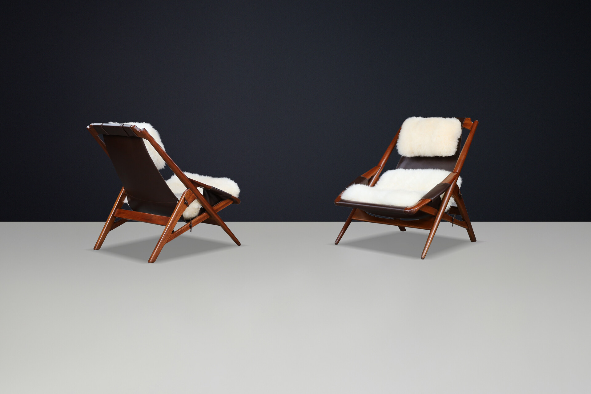Mid century modern W.D. Andersag Lounge Chairs Teak and Leather, Italy 1959 Mid-20th century