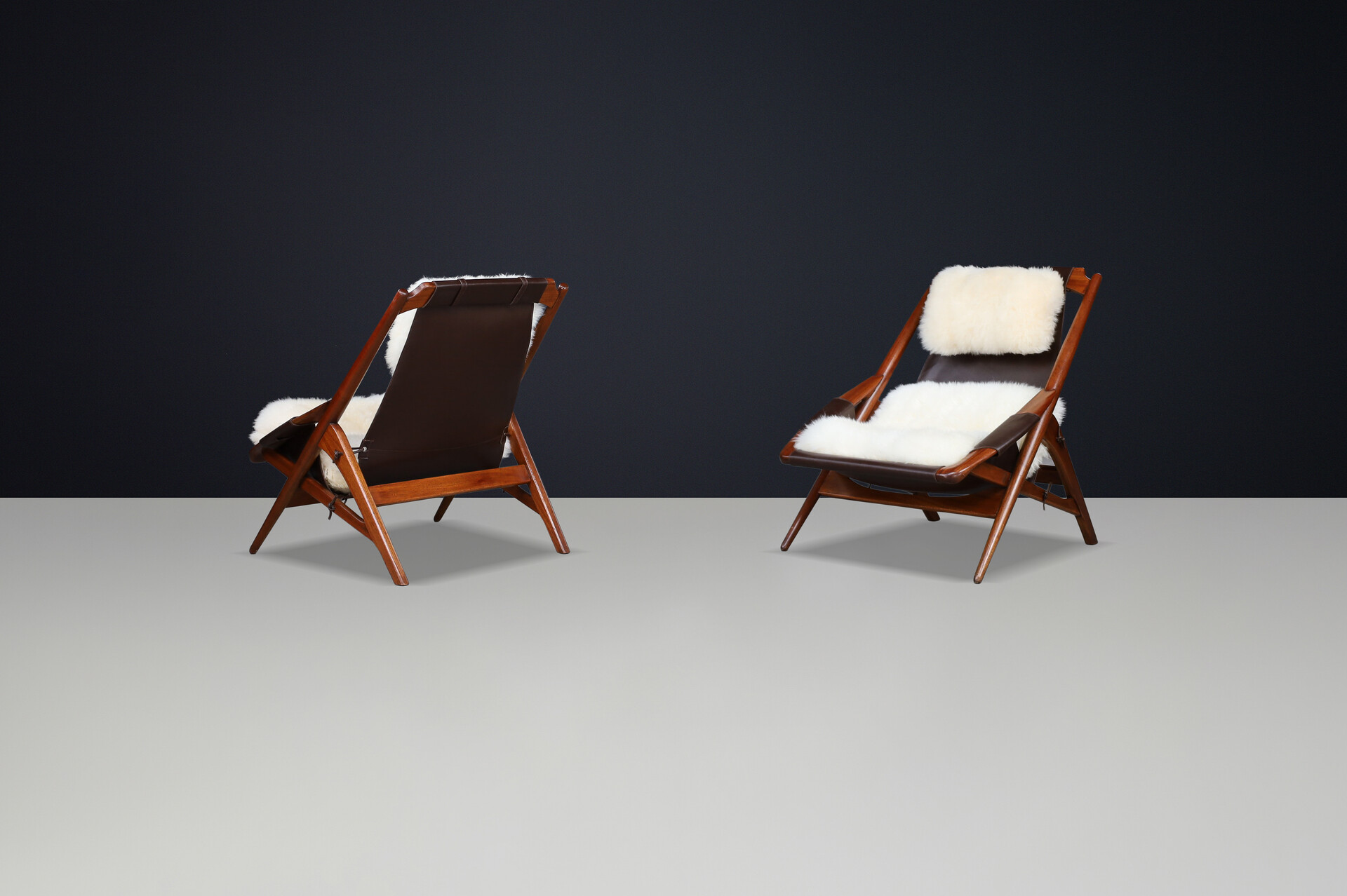 Mid century modern W.D. Andersag Lounge Chairs Teak and Leather, Italy 1959 Mid-20th century