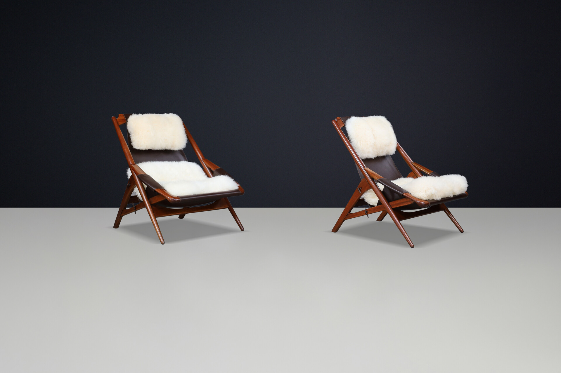 Mid century modern W.D. Andersag Lounge Chairs Teak and Leather, Italy 1959 Mid-20th century