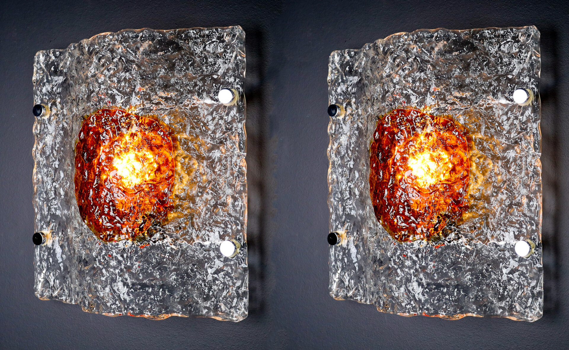 Mid century modern Walllights/sconces by Mazzega Murano Italy 1970s. Late-20th century