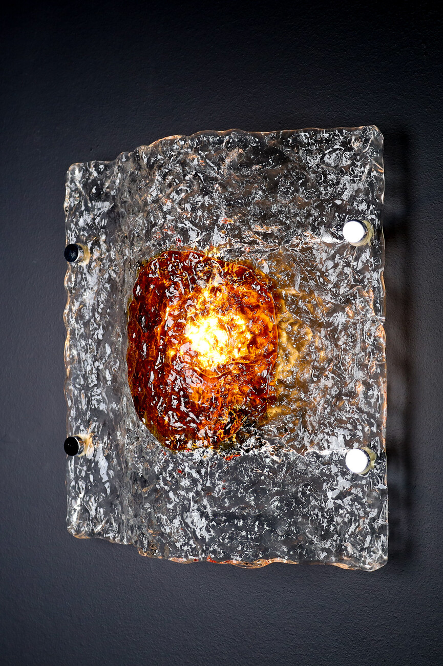 Mid century modern Walllights/sconces by Mazzega Murano Italy 1970s. Late-20th century