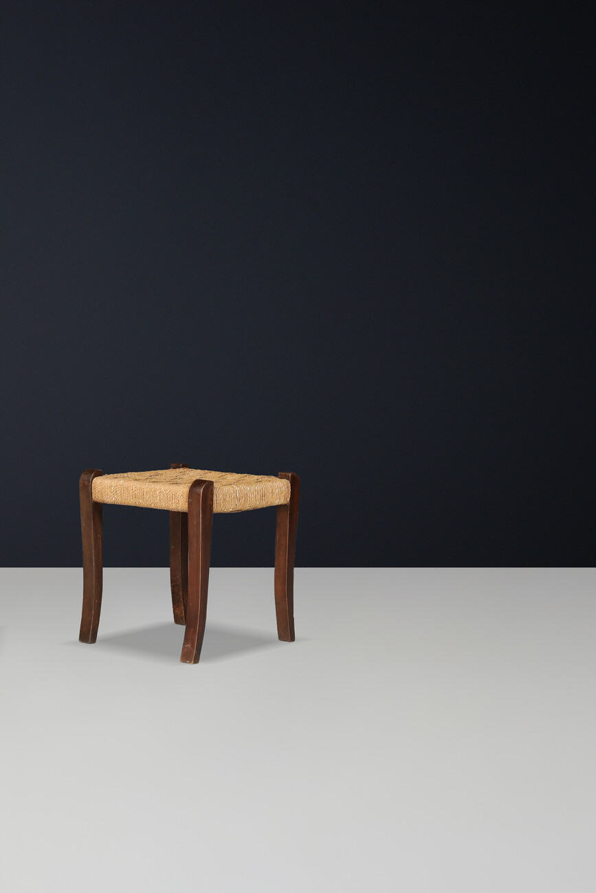 Mid century modern Walnut and  Rope Stools by Paolo buffa, Italy 1950s Mid-20th century