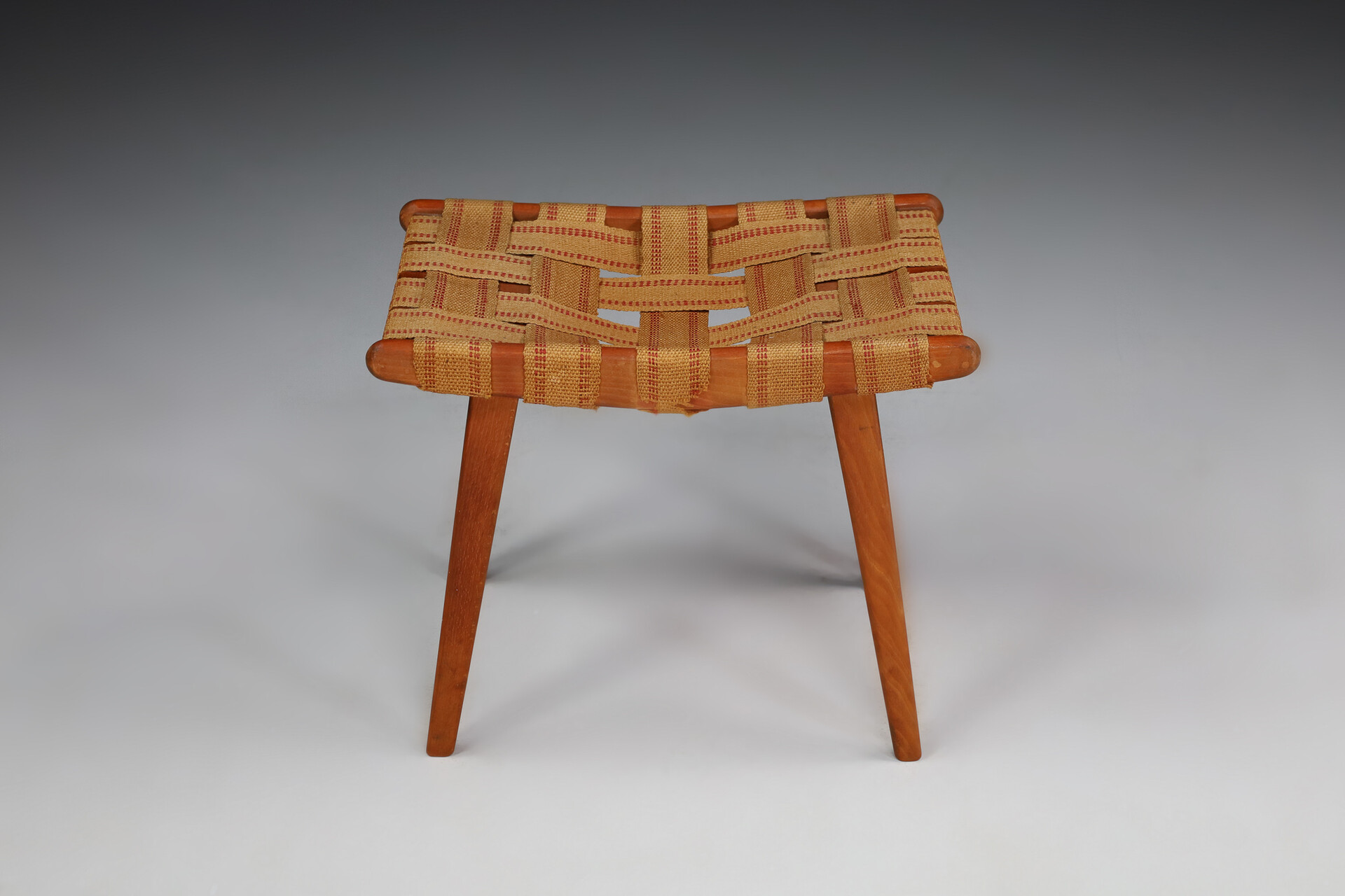 Mid century modern Wooden Ottoman or Footstool, France Mid-20th century