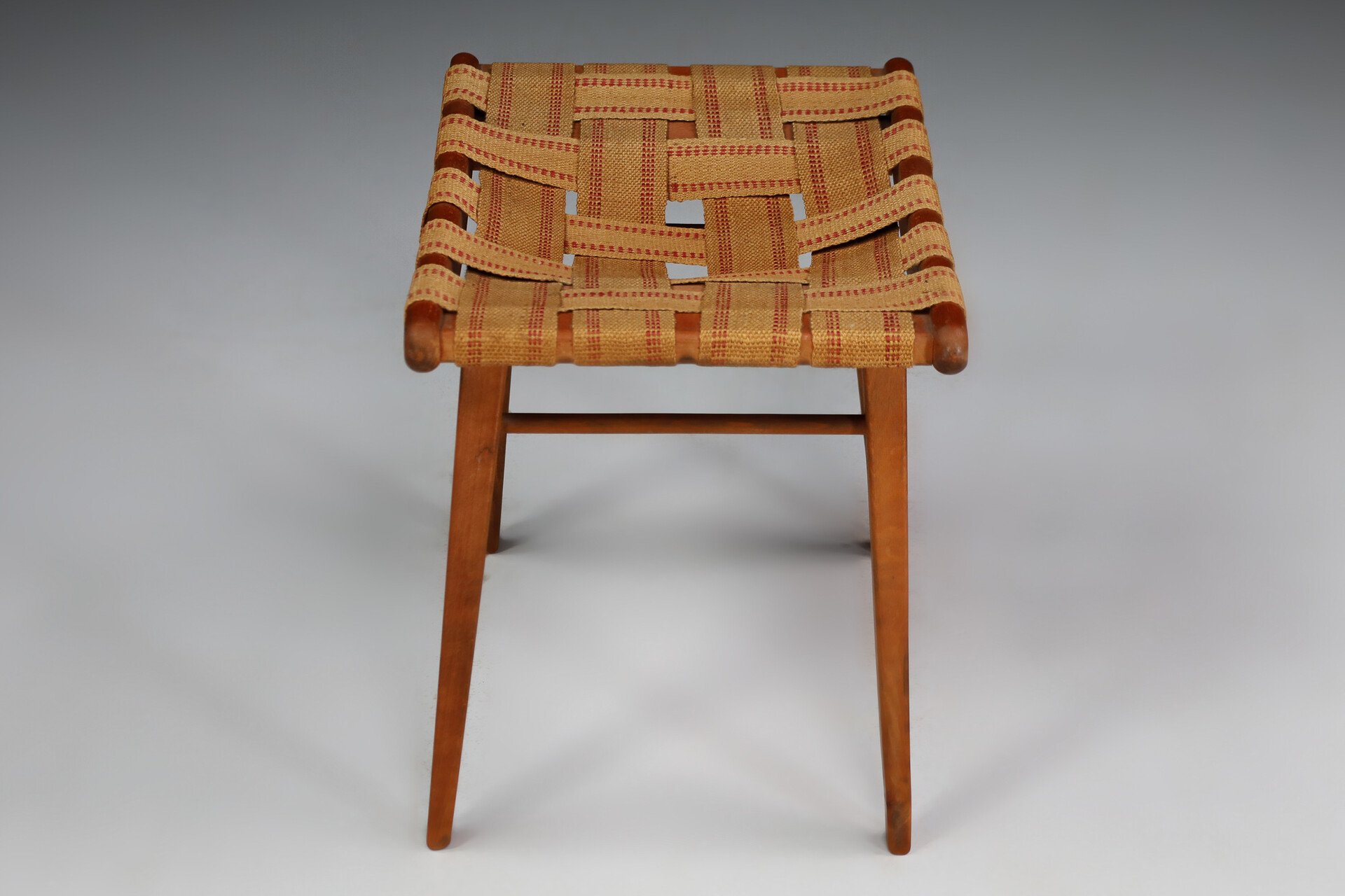 Mid century modern Wooden Ottoman or Footstool, France Mid-20th century