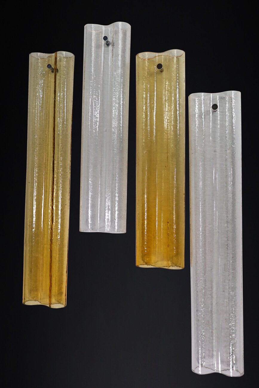 Mid century modern XL Large Venini Murano Wall Lights in Clear and Amber Glass , Italy 1960s Mid-20th century