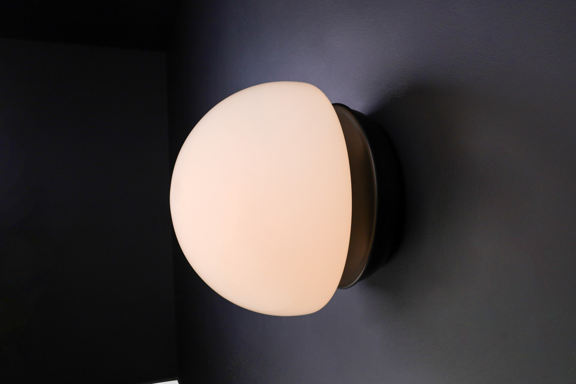 Mid century modern XL Mushroom Opaline Glass & Metal flush mount / sconces / desk, Otaly 1960s lamp Mid-20th century