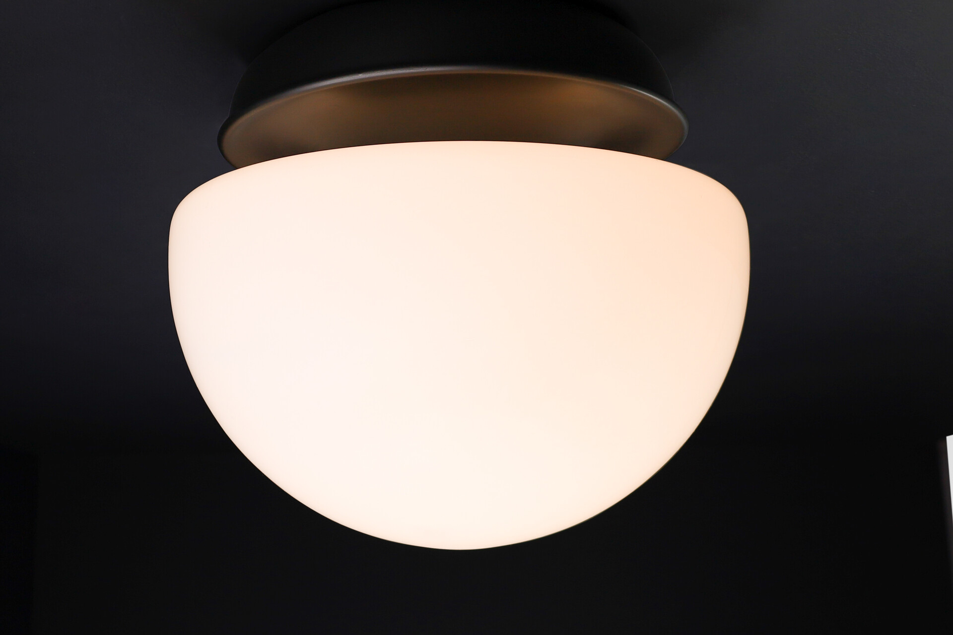 Mid century modern XL Mushroom Opaline Glass & Metal flush mount / sconces / desk, Otaly 1960s lamp Mid-20th century