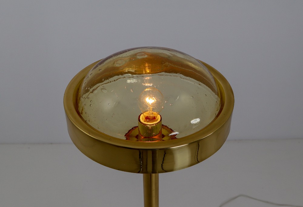 Mid-Century Modernist Brass Floor Lamps with Hand-Blown Glass, 1960s Mid-20th century