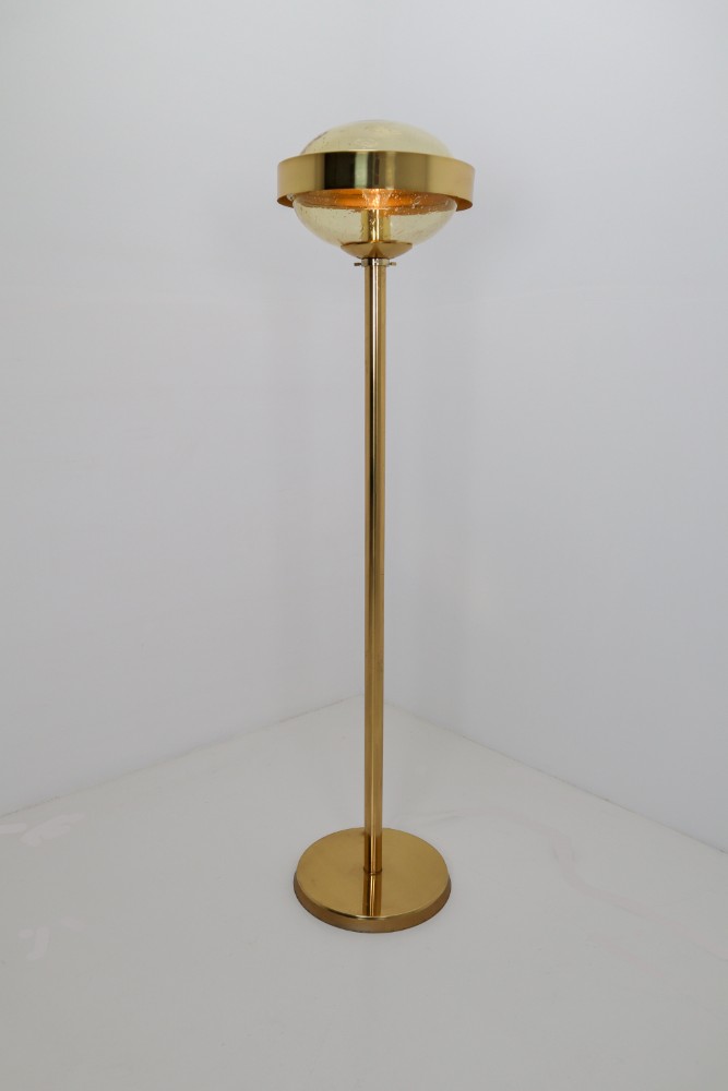 Mid-Century Modernist Brass Floor Lamps with Hand-Blown Glass, 1960s Mid-20th century