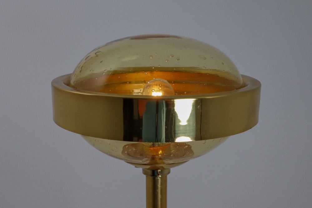 Mid-Century Modernist Brass Floor Lamps with Hand-Blown Glass, 1960s Mid-20th century