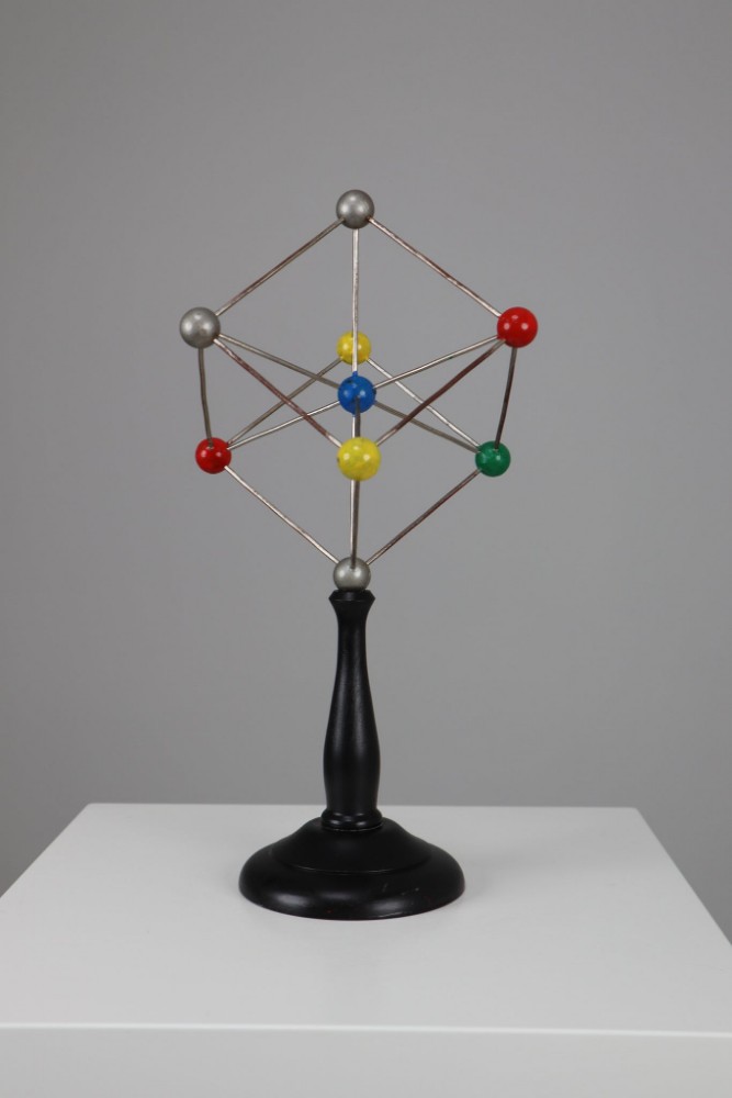 Mid-Century Scientific Crystal Model on Wooden Base