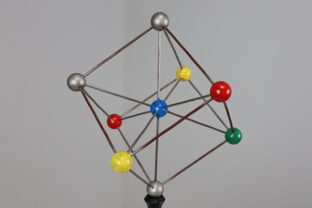 Mid-Century Scientific Crystal Model on Wooden Base