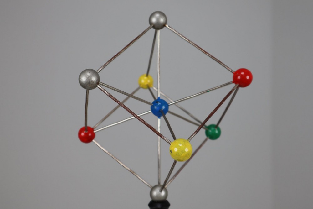 Mid-Century Scientific Crystal Model on Wooden Base