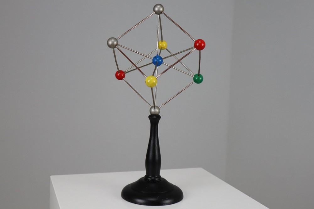 Mid-Century Scientific Crystal Model on Wooden Base