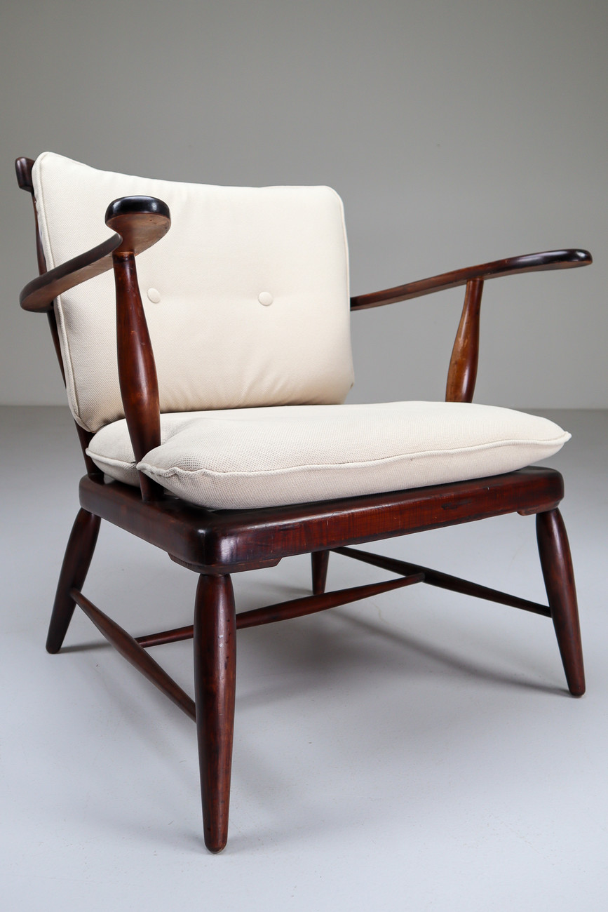 Mid-Century Walnut Armchairs Designed by Anna-Lülja Praun in Austria 1950s Mid-20th century