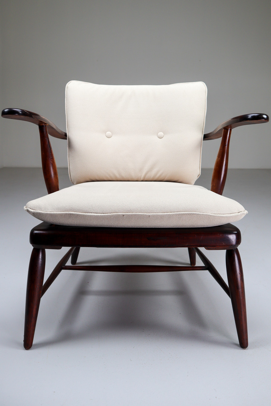 Mid-Century Walnut Armchairs Designed by Anna-Lülja Praun in Austria 1950s Mid-20th century