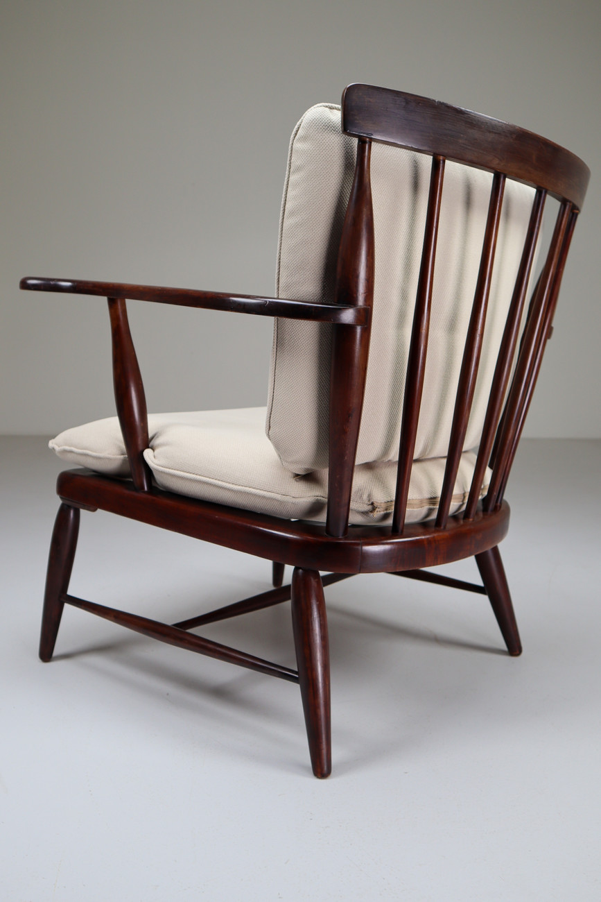 Mid-Century Walnut Armchairs Designed by Anna-Lülja Praun in Austria 1950s Mid-20th century