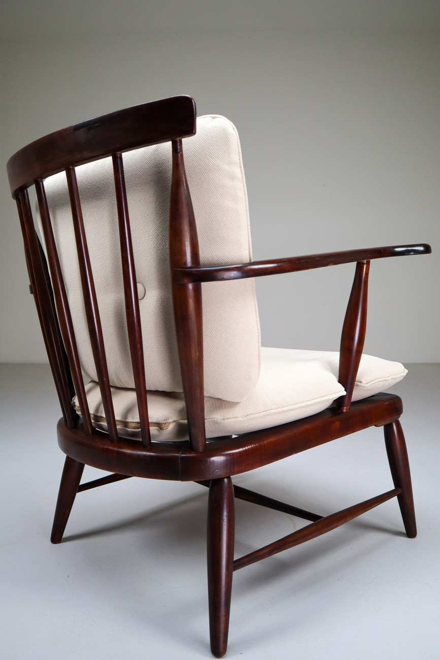 Mid-Century Walnut Armchairs Designed by Anna-Lülja Praun in Austria 1950s Mid-20th century