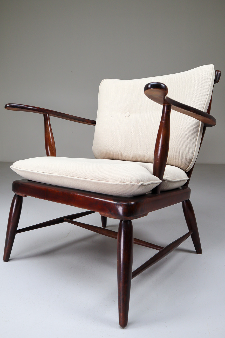 Mid-Century Walnut Armchairs Designed by Anna-Lülja Praun in Austria 1950s Mid-20th century