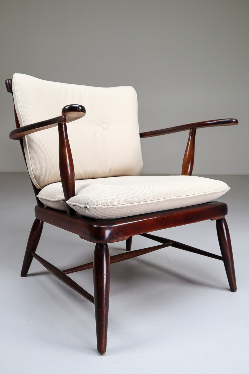 Mid-Century Walnut Armchairs Designed by Anna-Lülja Praun in Austria 1950s Mid-20th century