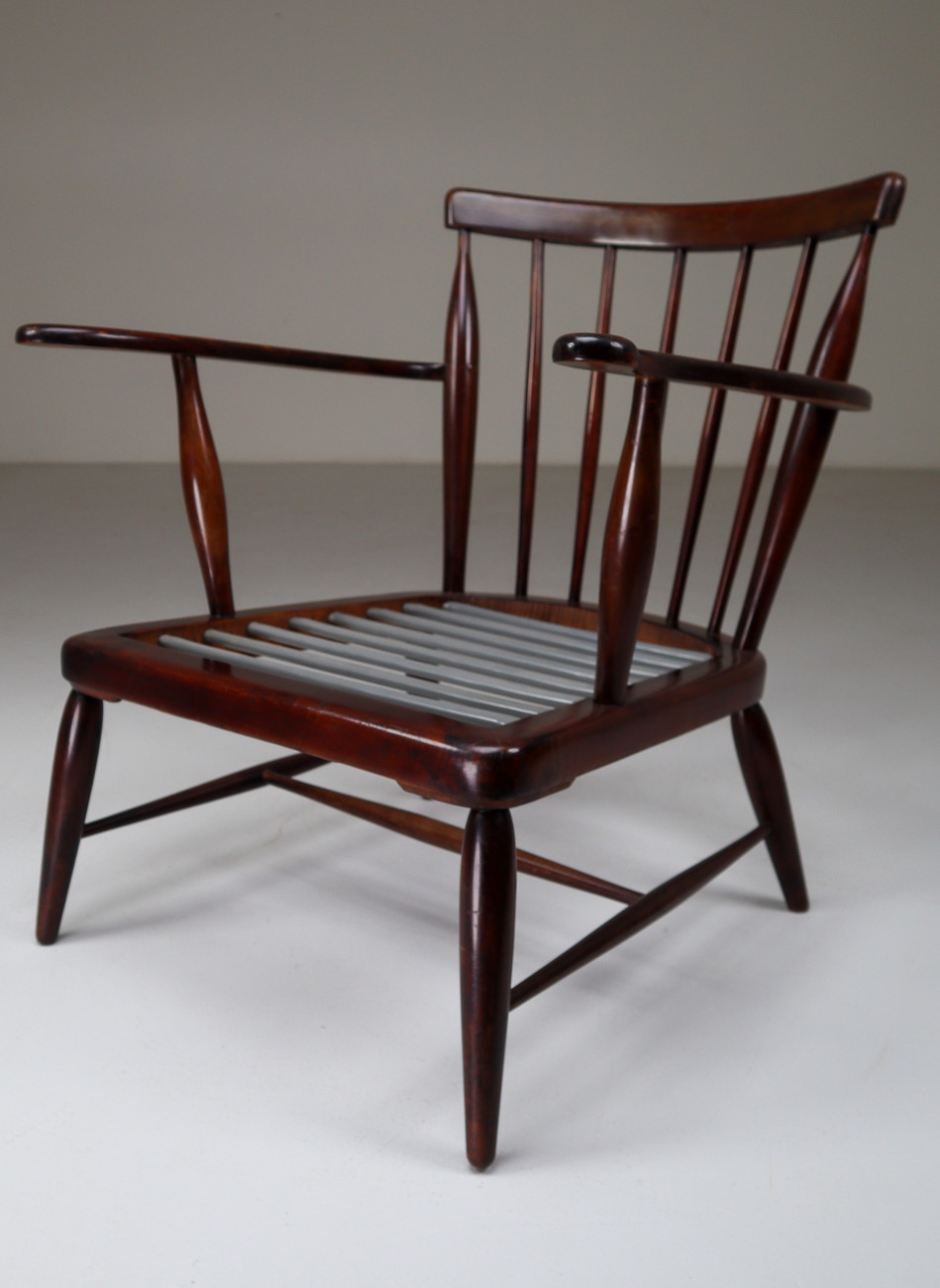 Mid-Century Walnut Armchairs Designed by Anna-Lülja Praun in Austria 1950s Mid-20th century