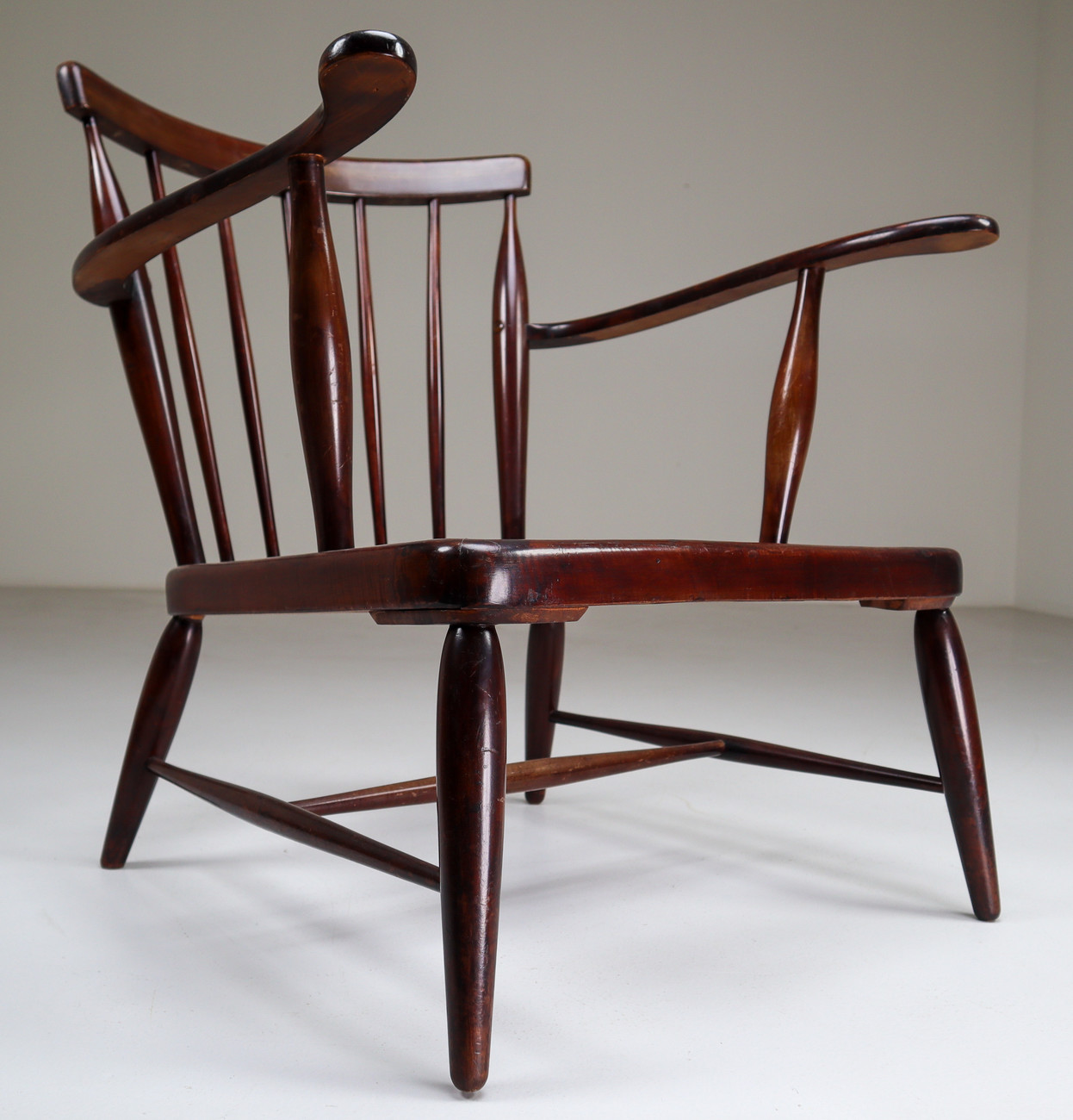 Mid-Century Walnut Armchairs Designed by Anna-Lülja Praun in Austria 1950s Mid-20th century