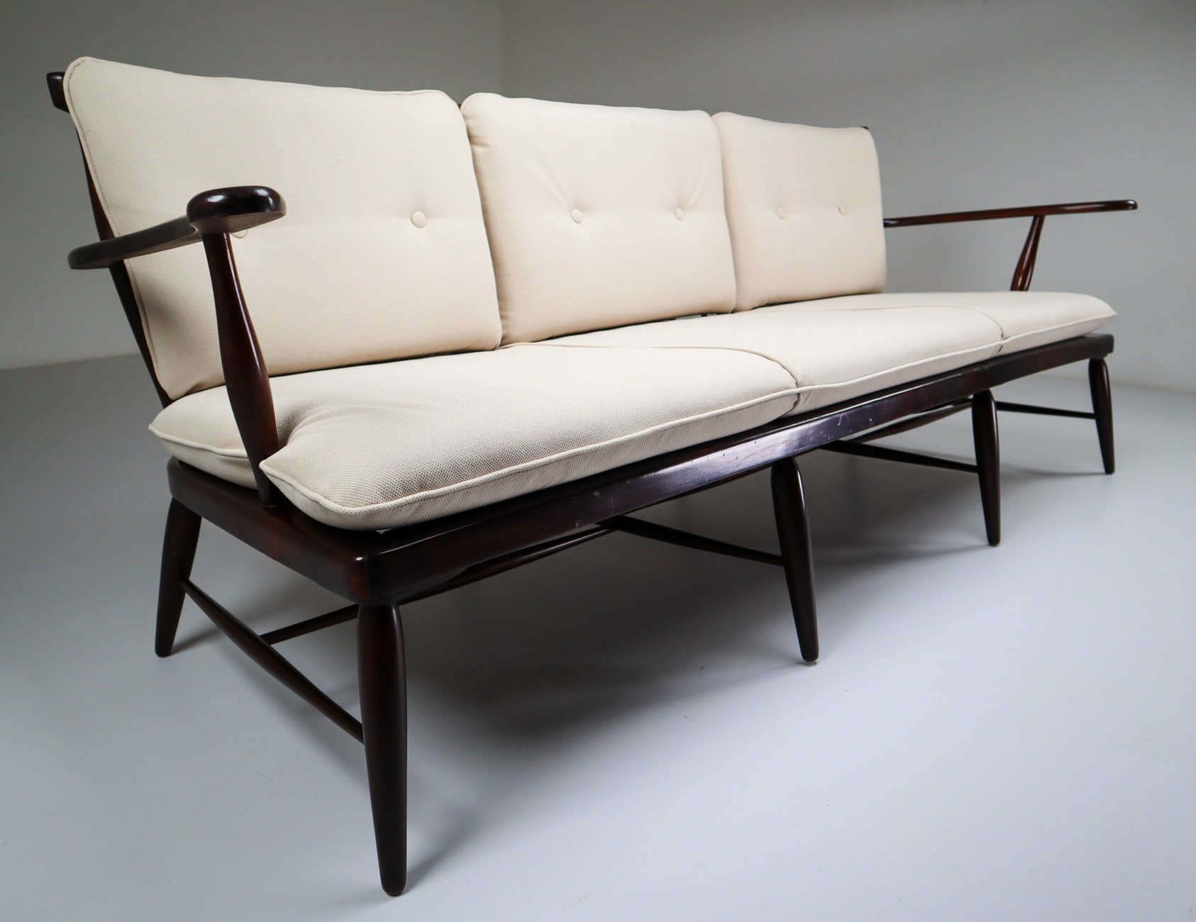 Midcentury Anna-Lülja Praun Walnut Wood Lounge sofa , 1950s, Austria Mid-20th century