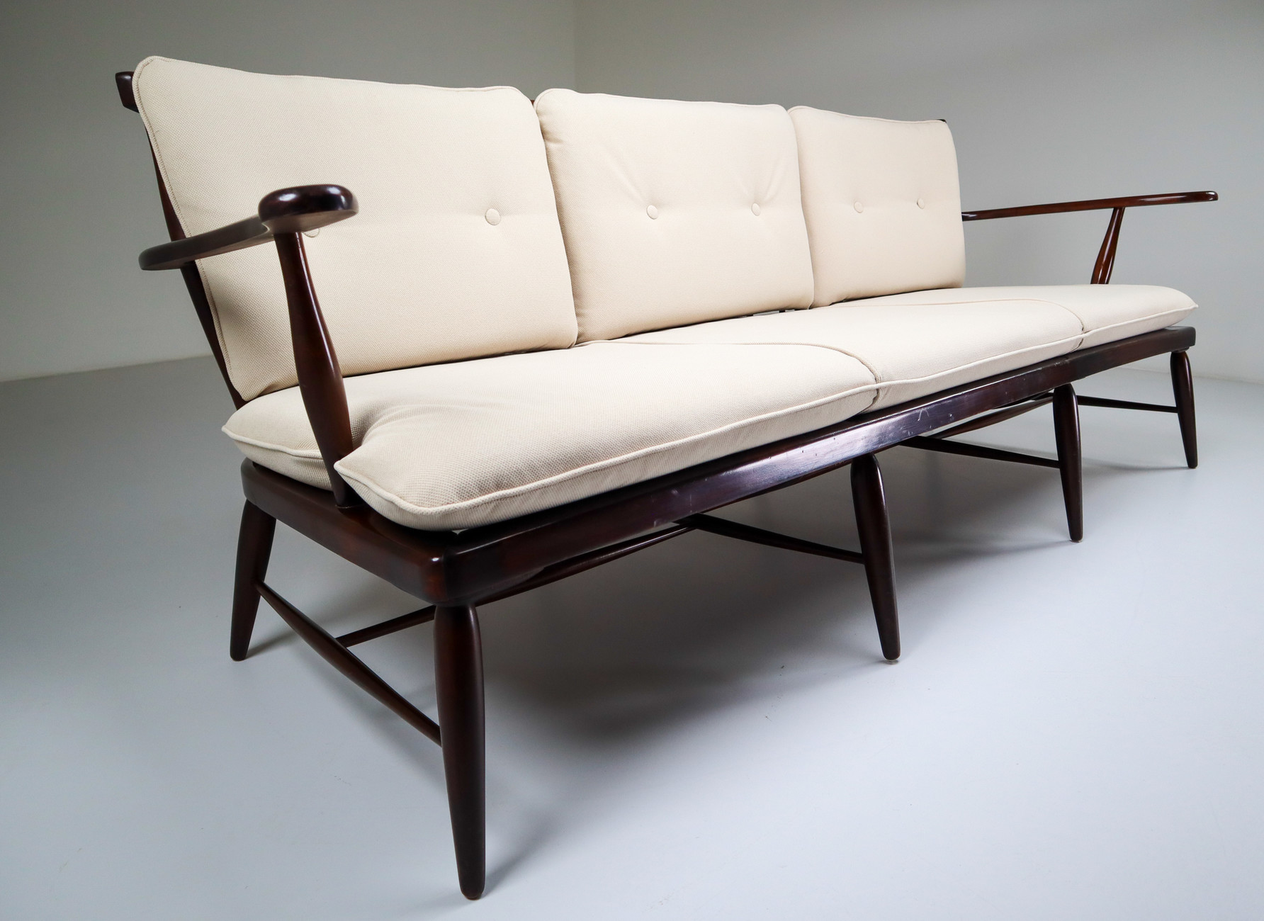Midcentury Anna-Lülja Praun Walnut Wood Lounge sofa , 1950s, Austria Mid-20th century