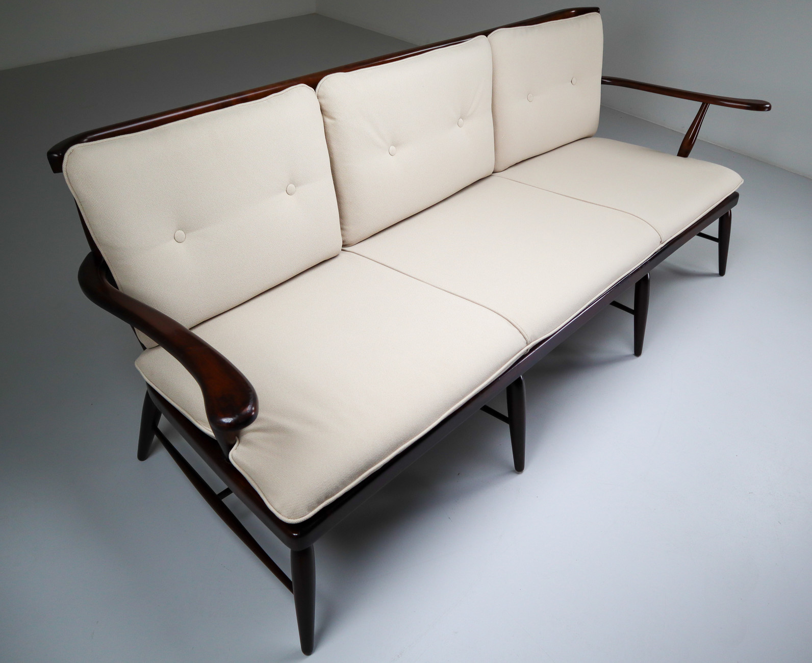 Midcentury Anna-Lülja Praun Walnut Wood Lounge sofa , 1950s, Austria Mid-20th century