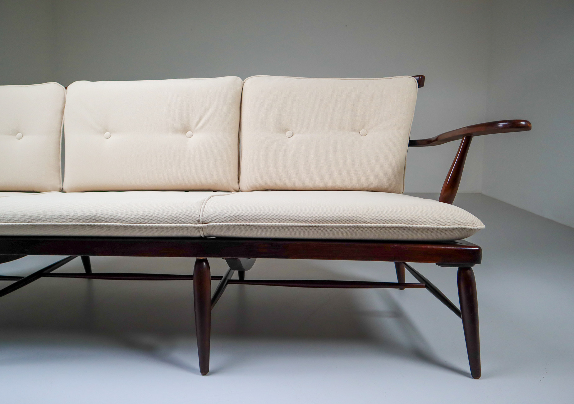 Midcentury Anna-Lülja Praun Walnut Wood Lounge sofa , 1950s, Austria Mid-20th century