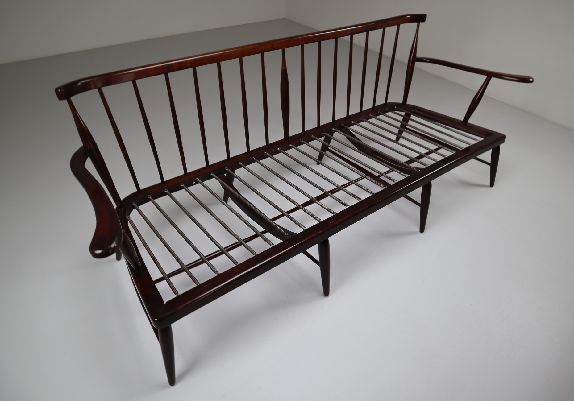 Midcentury Anna-Lülja Praun Walnut Wood Lounge sofa , 1950s, Austria Mid-20th century