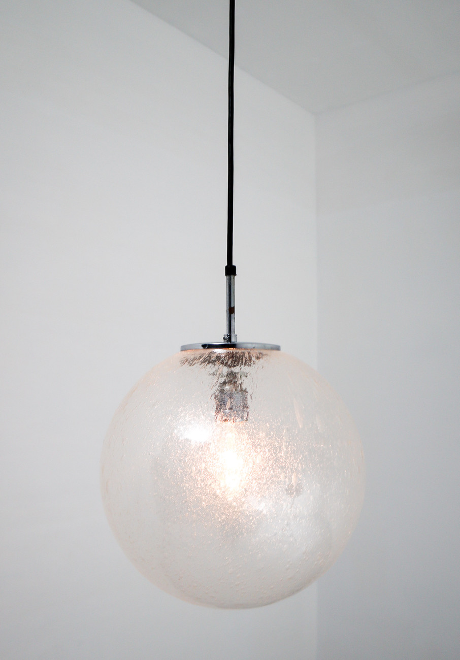 Midcentury Bubble Glass Globe Pendant by Glashütte Limburg , Germany, 1970s