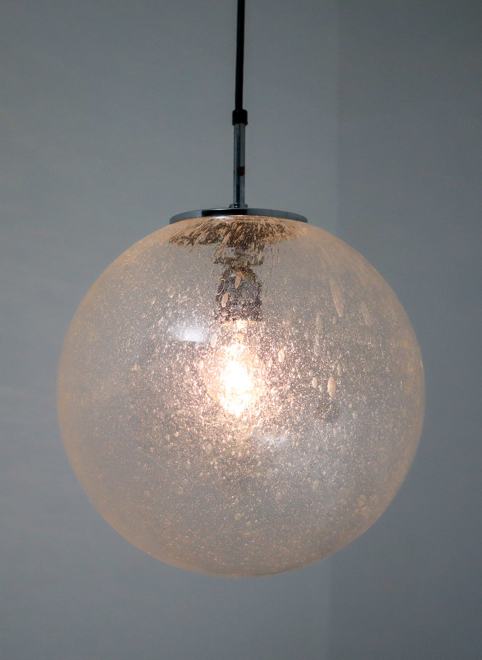 Midcentury Bubble Glass Globe Pendant by Glashütte Limburg , Germany, 1970s