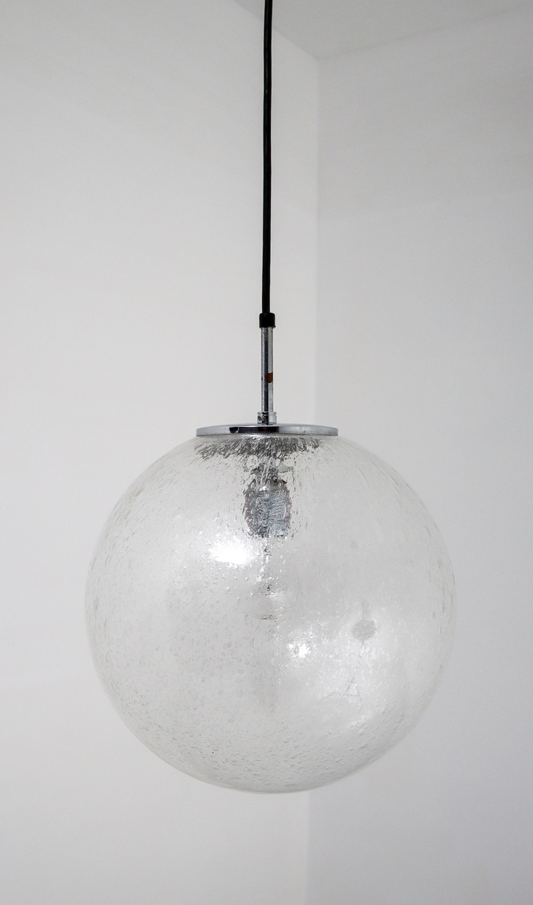 Midcentury Bubble Glass Globe Pendant by Glashütte Limburg , Germany, 1970s