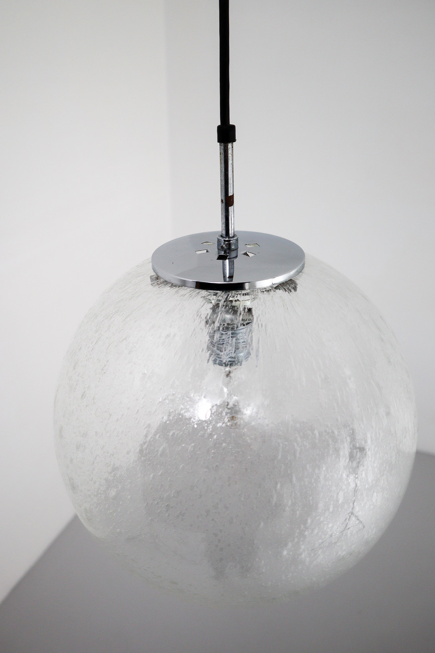 Midcentury Bubble Glass Globe Pendant by Glashütte Limburg , Germany, 1970s